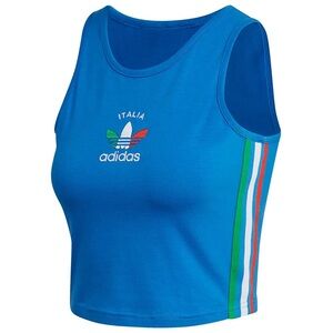Adidas Blue Tank with Tricolor Stripes